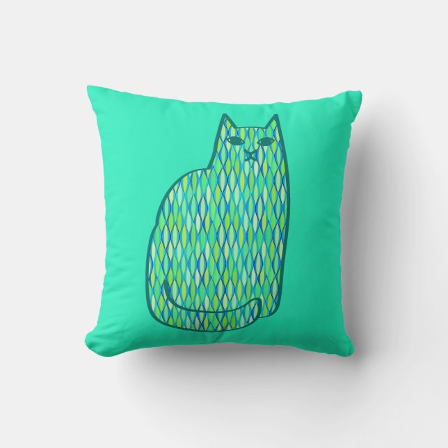 Moderne Katze, Minze und Limette Kissen (Vorderseite)