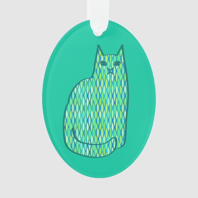 Moderne Katze, Minze und Limette Ornament (Vorderseite)