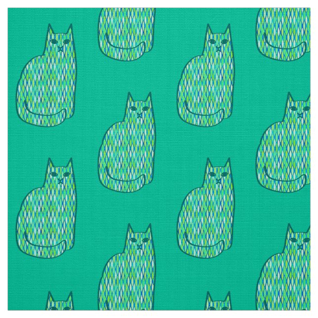 Moderne Katze, Minze und Limette Stoff (Muster)