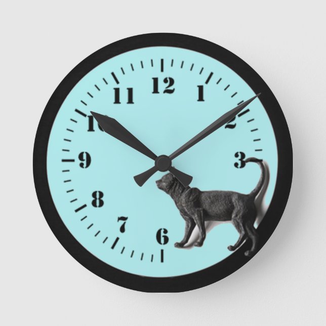 Moderne Katze Runde Wanduhr (Vorderseite)