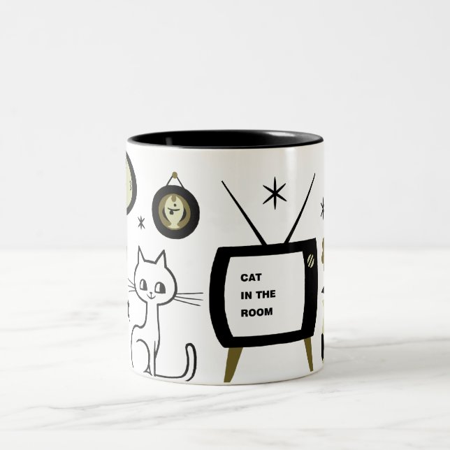 Moderne Katze Zweifarbige Tasse (Mittel)