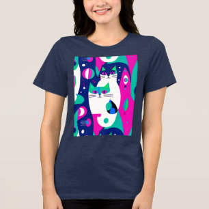 Moderne Katzen aus der Mitte des Jahrhunderts auf Tri-Blend Shirt