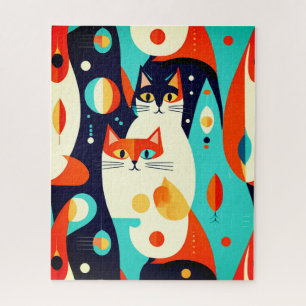 Moderne Katzen aus der Mitte des Jahrhunderts mit Puzzle