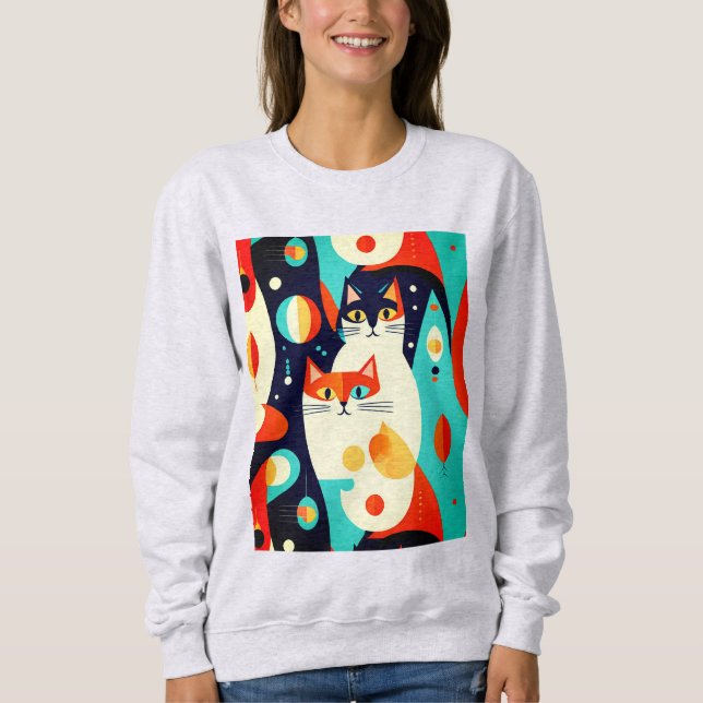 Moderne Katzen aus der Mitte des Jahrhunderts mit  Sweatshirt (Vorderseite)
