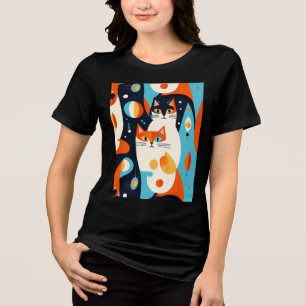 Moderne Katzen aus der Mitte des Jahrhunderts mit Tri-Blend Shirt