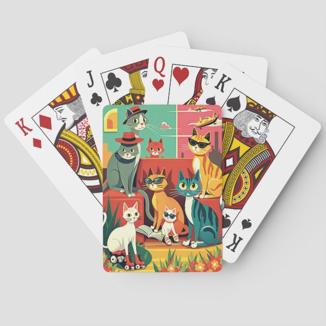 Moderne Katzen des Mittelalters im Urlaub Spielkarten (Rückseite)