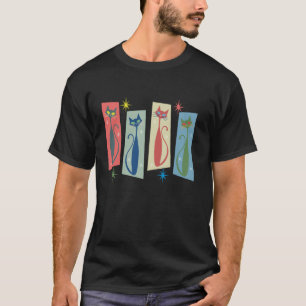 Moderne Katzenkunst Vintag Ret. T-Shirt