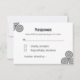 Moderne keltische Symbole und Blattwerk auf Weiß RSVP Karte