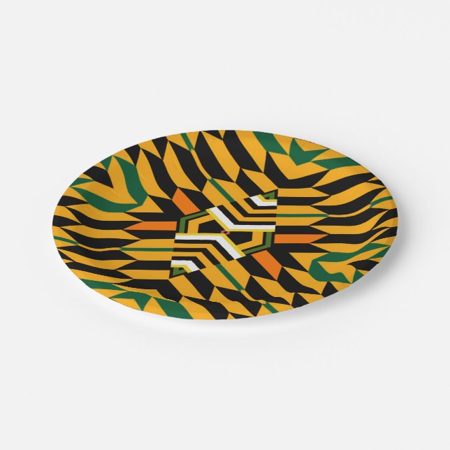 Moderne Kente Musterpapierplatte Pappteller (Schrägansicht)