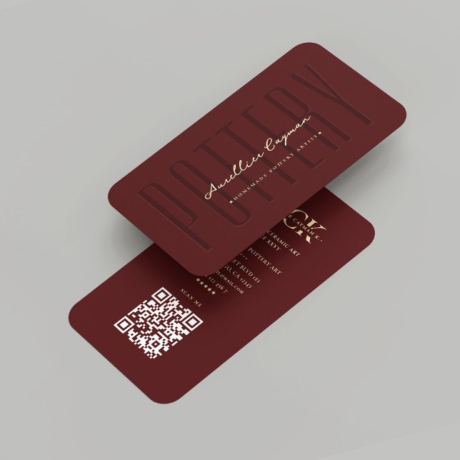 Moderne Keramik der Töpferei Art Red Monogram Visitenkarte (Modern Pottery Artist Ceramic Art Red Monogram Business Card
)