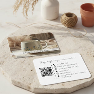 Moderne Keramik handgefertigte Ton-QR-Code  Visitenkarte
