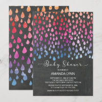 Moderne Khalkboard Raindrops Neutral Baby Dusche