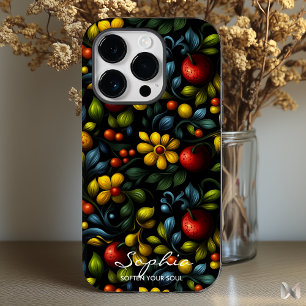Moderne Khokhloma Blumengestaltung mit lebendigen  Case-Mate iPhone 14 Pro Hülle