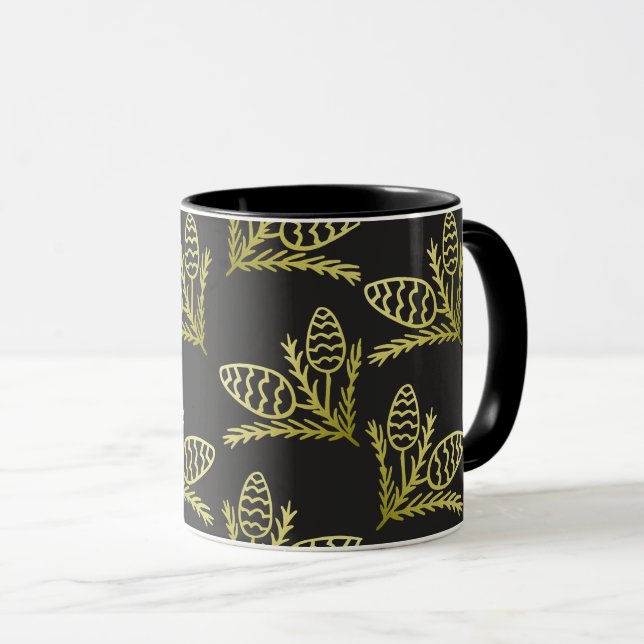 Moderne Kiefernzapfen-Rustikalität Tasse (VorderseiteRechts)