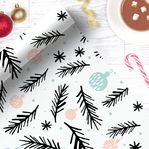 Moderne Kiefernzweige Schickes Weihnachtsfest Geschenkpapier