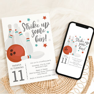 Moderne Kinder-Bowling-Party-Geburtstagsfeier Einladung