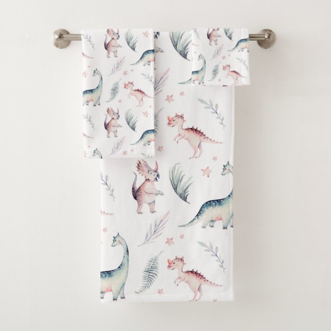 Moderne Kinder Dinosaur Muster Badhandtuch Set (Insitu)