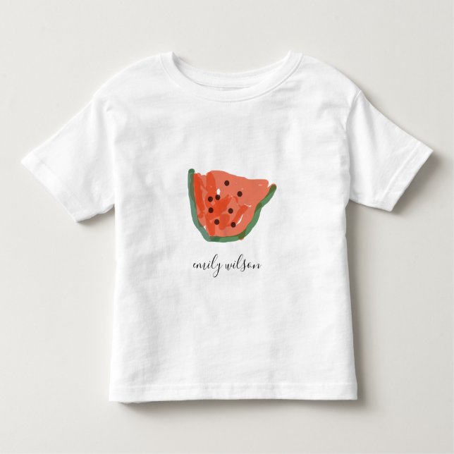 Moderne Kinder Handgezeichnete Rote Wassermelone F Kleinkind T-shirt (Vorderseite)