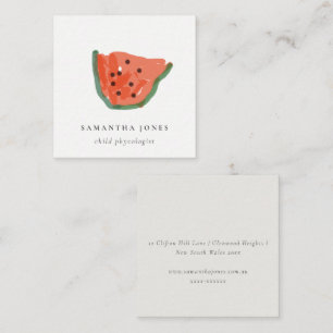 Moderne Kinder Handgezeichnete Wassermelone Frucht Quadratische Visitenkarte