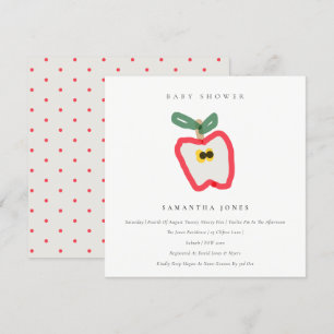 Moderne Kinder handgezogene Apple Fruit Baby Dusch Einladung