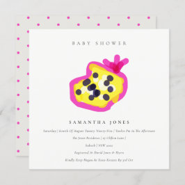 Moderne Kinder handgezogene Passion Fruit Baby Dus Einladung