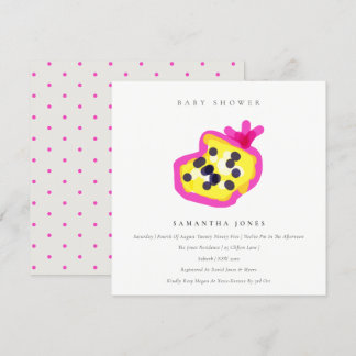 Moderne Kinder handgezogene Passion Fruit Baby Dus Einladung