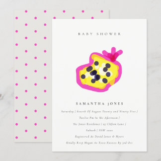 Moderne Kinder handgezogene Passion Fruit Baby Dus Einladung