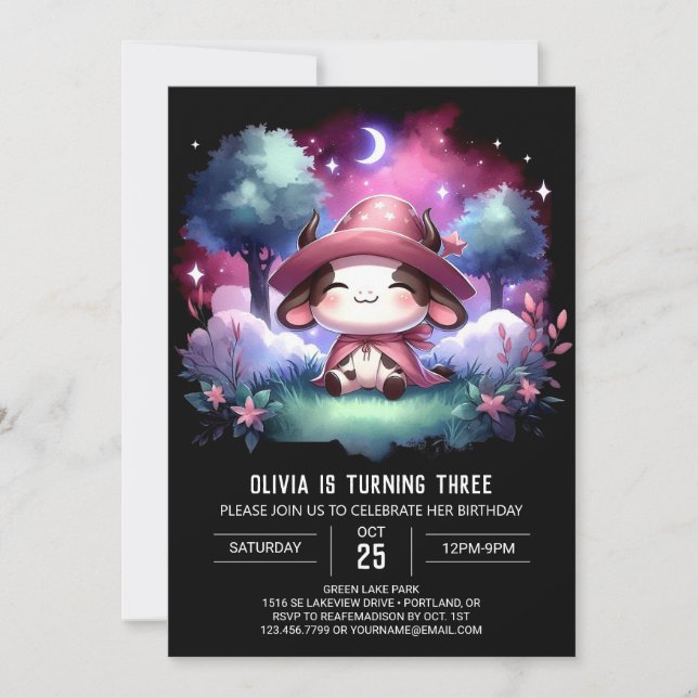 Moderne Kinder Kuh Geburtstag Einladung (Vorderseite)