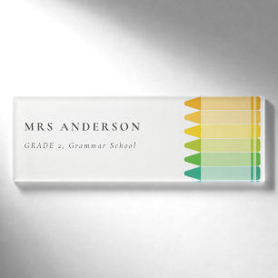 Moderne Kinder lehren farbenfroh Rainbow Crayon Co Namenschild