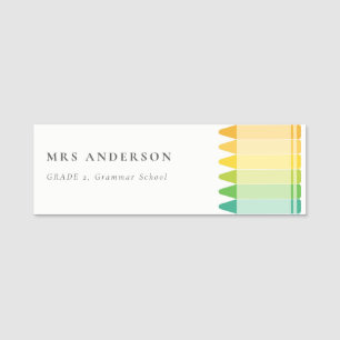 Moderne Kinder lehren farbenfroh Rainbow Crayon Co Namensschild