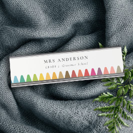Moderne Kinder lehren farbenfroh Rainbow Crayon Co Schreibtischnamensplakette