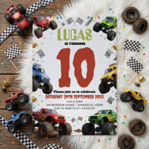 Moderne Kinder Monster Trucks Geburtstagsfeier