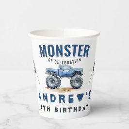 Moderne Kinder Monster Trucks Geburtstagsparty Pappbecher