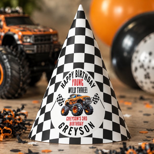 Moderne Kinder Monster Trucks Geburtstagsparty Partyhütchen (Modern Kids Monster Trucks Birthday Party Hat
)