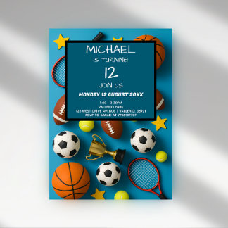 Moderne Kinder Sport Geburtstagseinladung Einladung