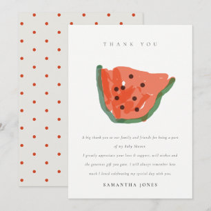 Moderne Kinderhandzeichnung Wassermelone Frucht Ba Dankeskarte