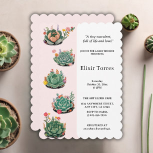 Moderne Kinderspülung Cactus Baby Shower Einladung