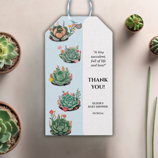 Moderne Kinderspülung Cactus Baby Shower Geschenkanhänger (Von Creator hochgeladen)