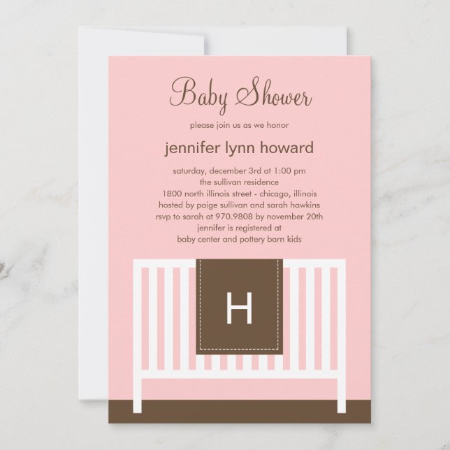 Moderne Kinderzimmer Baby Shower Invitation (Pink) Einladung (Vorderseite)