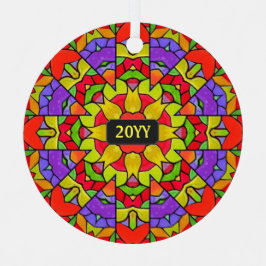 Moderne kirchliche Glasmalerei mit Jahr Ornament Aus Metall