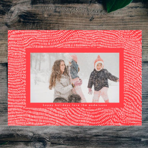 Moderne Kirschrote Kritzel-Weihnachtsrahmen-Foto Feiertagskarte