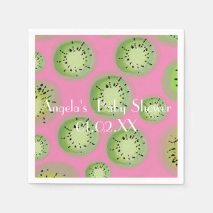 Moderne Kiwi-Frucht-Babyparty im Wasserfarb-Stil Serviette