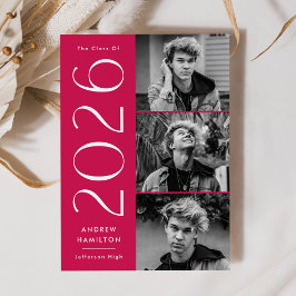 Moderne Klasse 2023 Magenta 3 Foto Abschluss Ankündigung