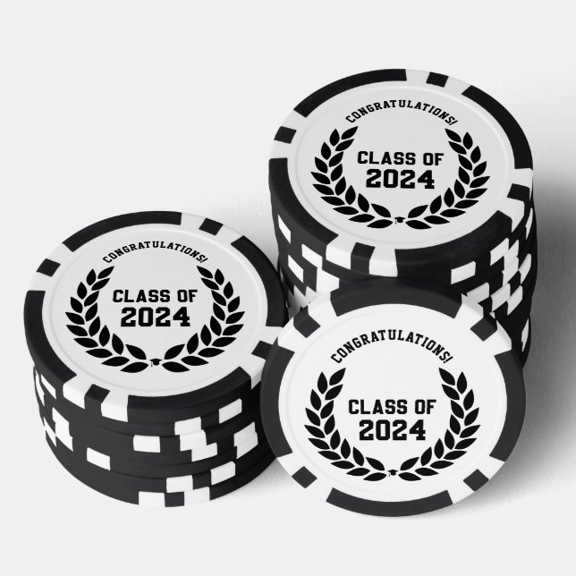 Moderne Klasse 2024 Uni-Abschluss Party Pokerchips (Stapel)
