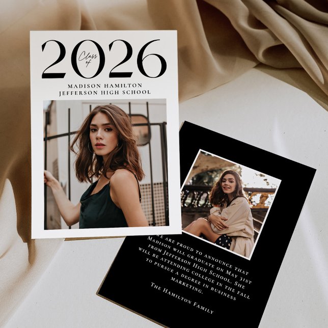 Moderne Klasse 2025 2 Foto Abschluss Ankündigung (Von Creator hochgeladen)