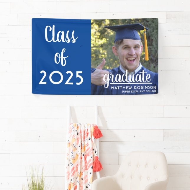 Moderne Klasse 2025 Abschluss Blue Foto Banner (Insitu)