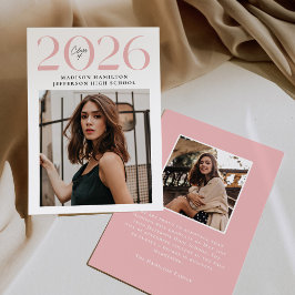 Moderne Klasse 2025 Pink 2 Foto Abschluss Ankündigung