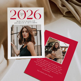 Moderne Klasse 2025 Red 2 Foto Abschluss Ankündigung