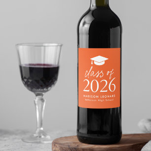 Moderne Klasse 2025 Script Orange Abschluss Weinetikett