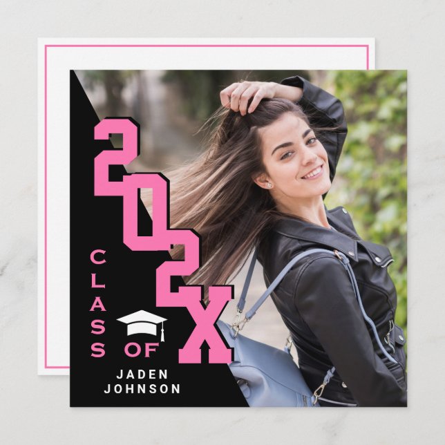 Moderne Klasse der Grad FOTO Graduation Party 2025 Einladung (Vorne/Hinten)